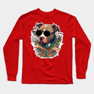 A Cool Pitbull illustration Long Sleeve T-Shirt